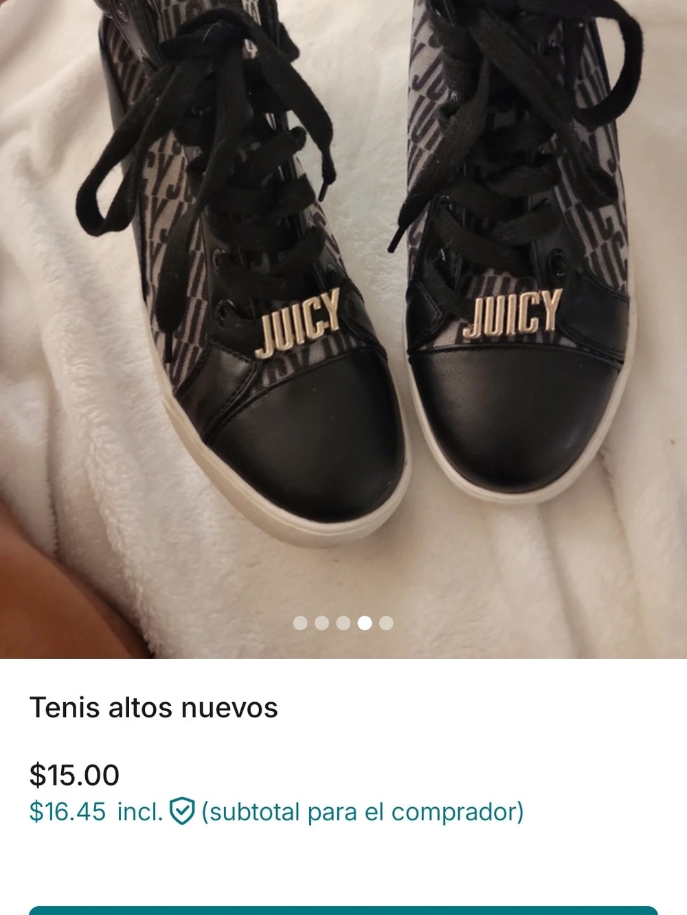 Juicy Couture Black and White High-Top Logo Sneakers with Gold JUICY Detail